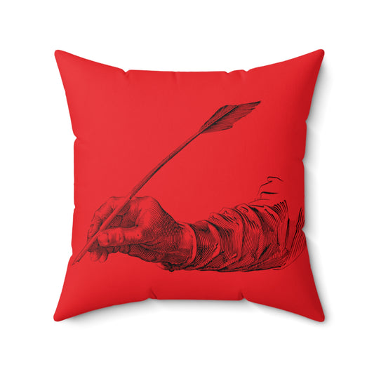 Spun Polyester Square Pillow: Writing Red