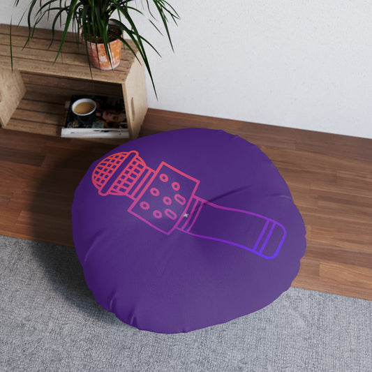 Tufted Floor Pillow, Round: Music Purple