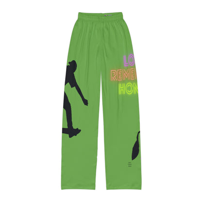 Kids Pajama Pants: Skateboarding Green