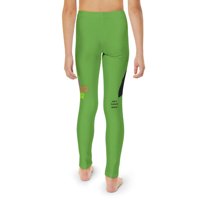 Youth Full-Length Leggings: Crazy Penguin World Logo Green