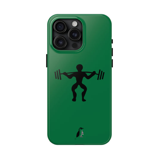 Tough Phone Cases (for iPhones): Weightlifting Dark Green