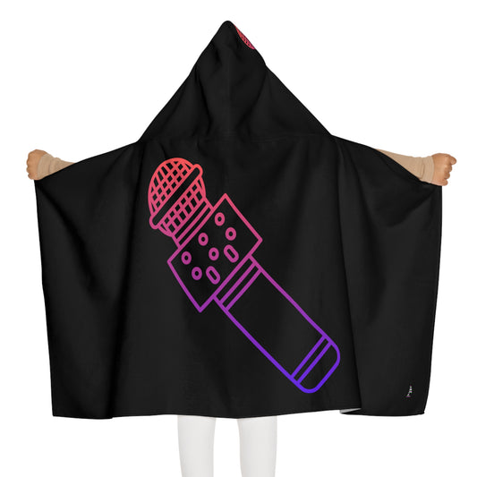 Youth Hooded Towel: Music Black