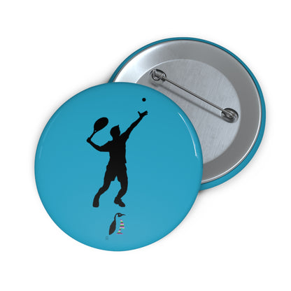 Custom Pin Buttons Tennis Turquoise
