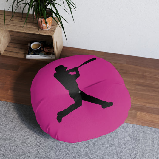 Tufted Floor Pillow, Round: Baseball Pink