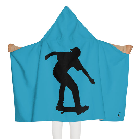 Youth Hooded Towel: Skateboarding Turquoise