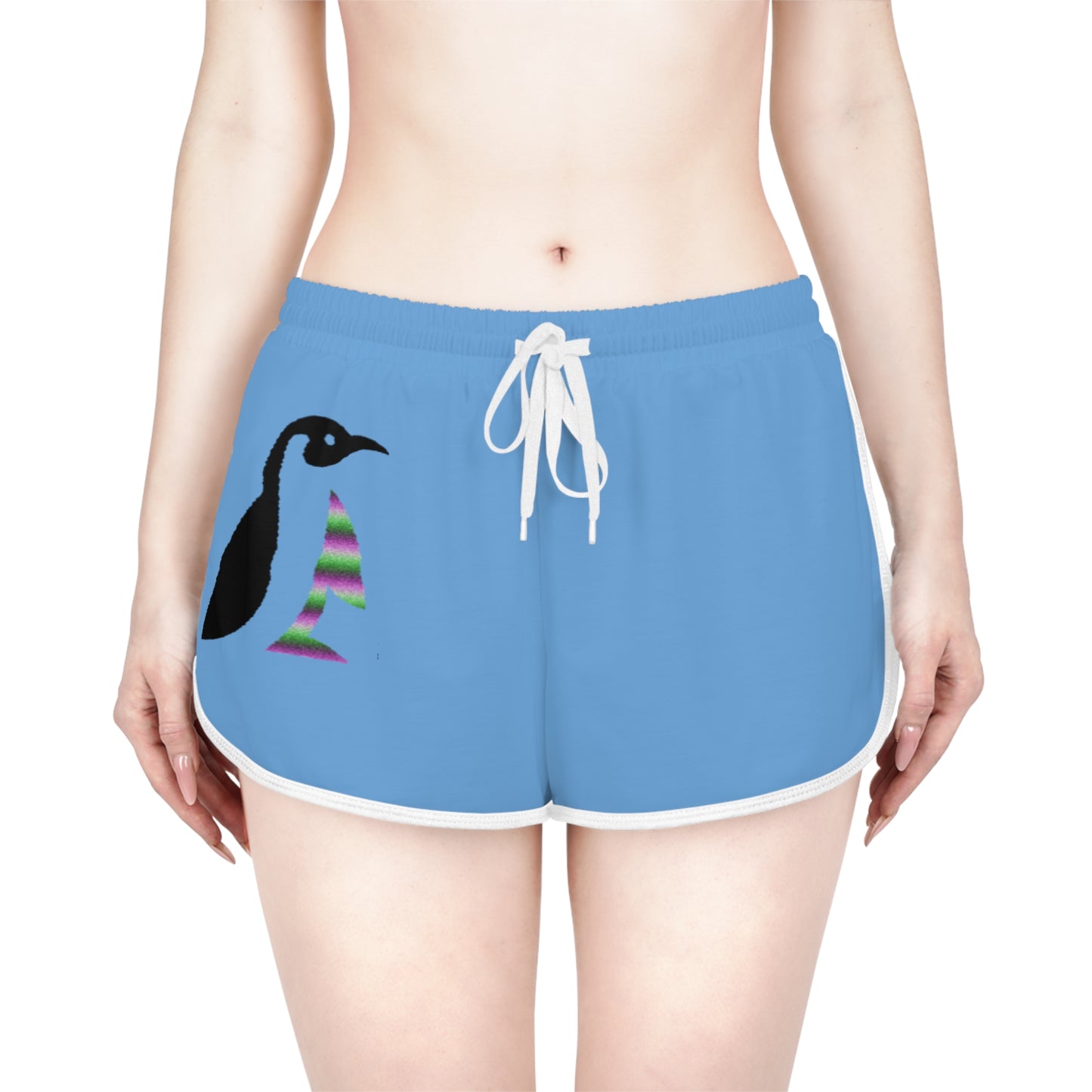 Women's Relaxed Shorts: Crazy Penguin World Logo Lite Blue