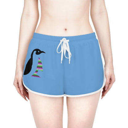 Women's Relaxed Shorts: Crazy Penguin World Logo Lite Blue