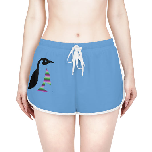 Women's Relaxed Shorts: Crazy Penguin World Logo Lite Blue