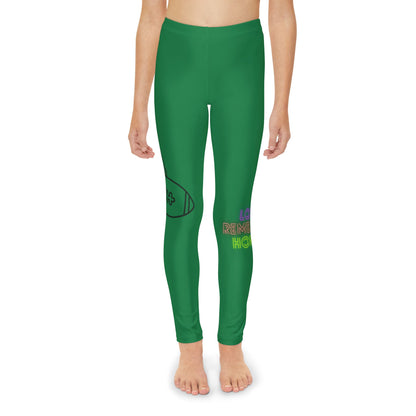 Youth Full-Length Leggings: Football Dark Green