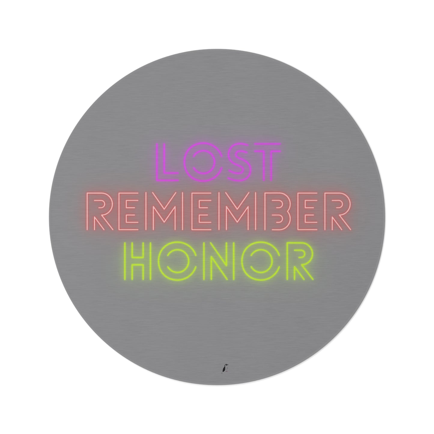 Round Rug: Lost Remember Honor Grey
