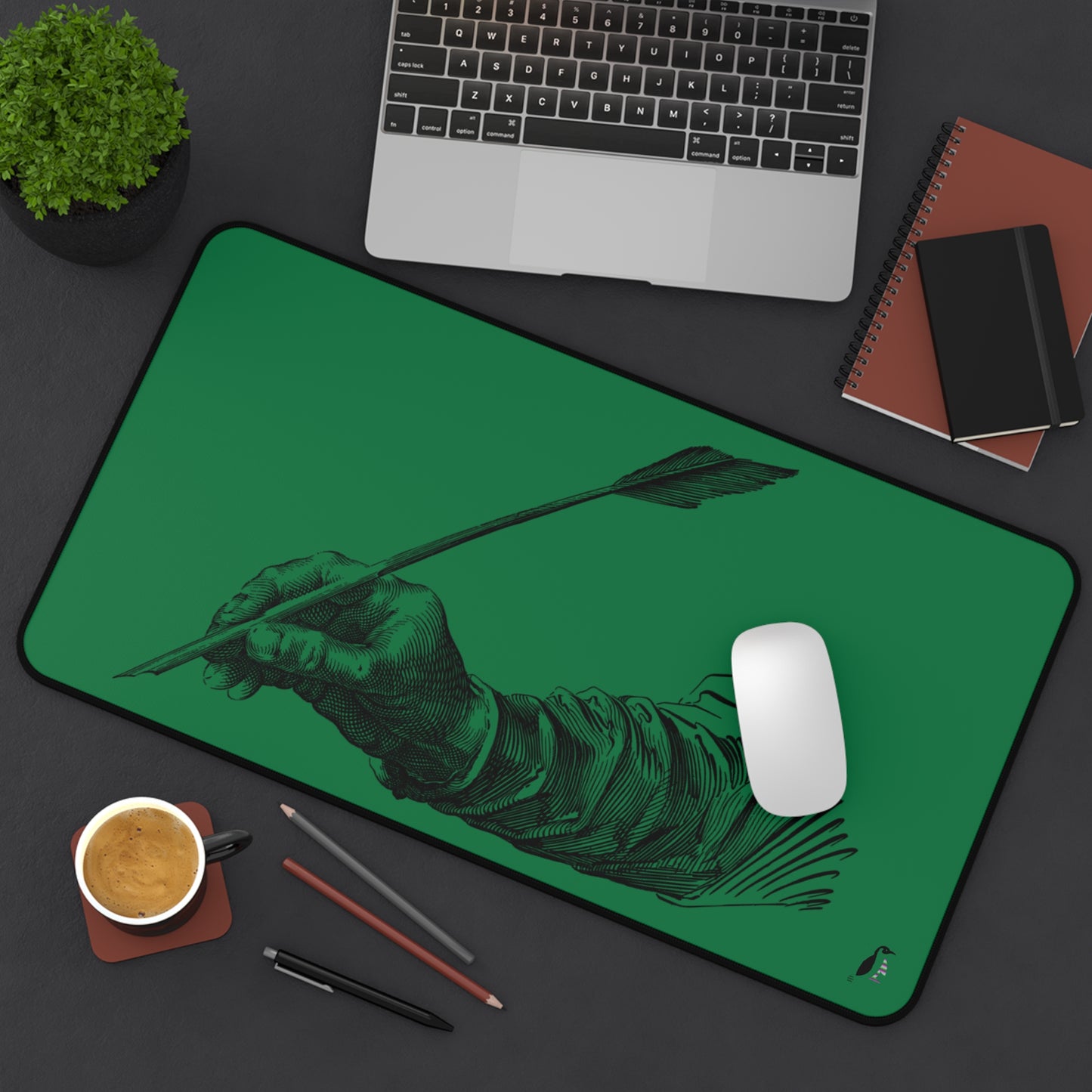 Desk Mat: Writing Dark Green