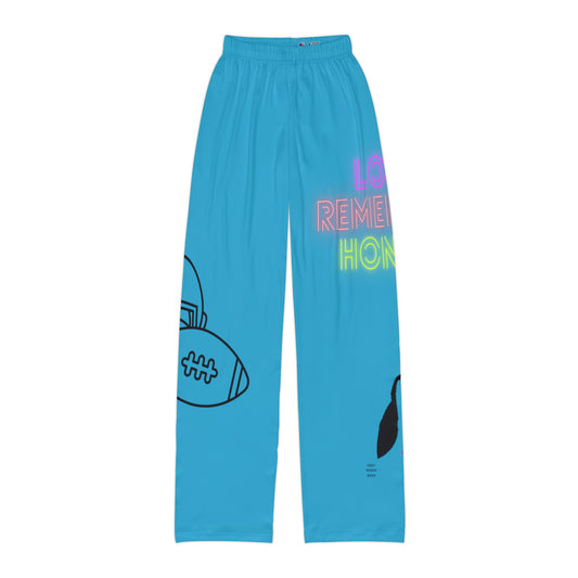 Kids Pajama Pants: Football Turquoise