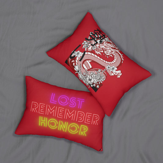 Spun Polyester Lumbar Pillow: Dragons Dark Red