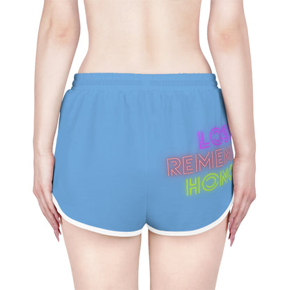 Women's Relaxed Shorts: Crazy Penguin World Logo Lite Blue