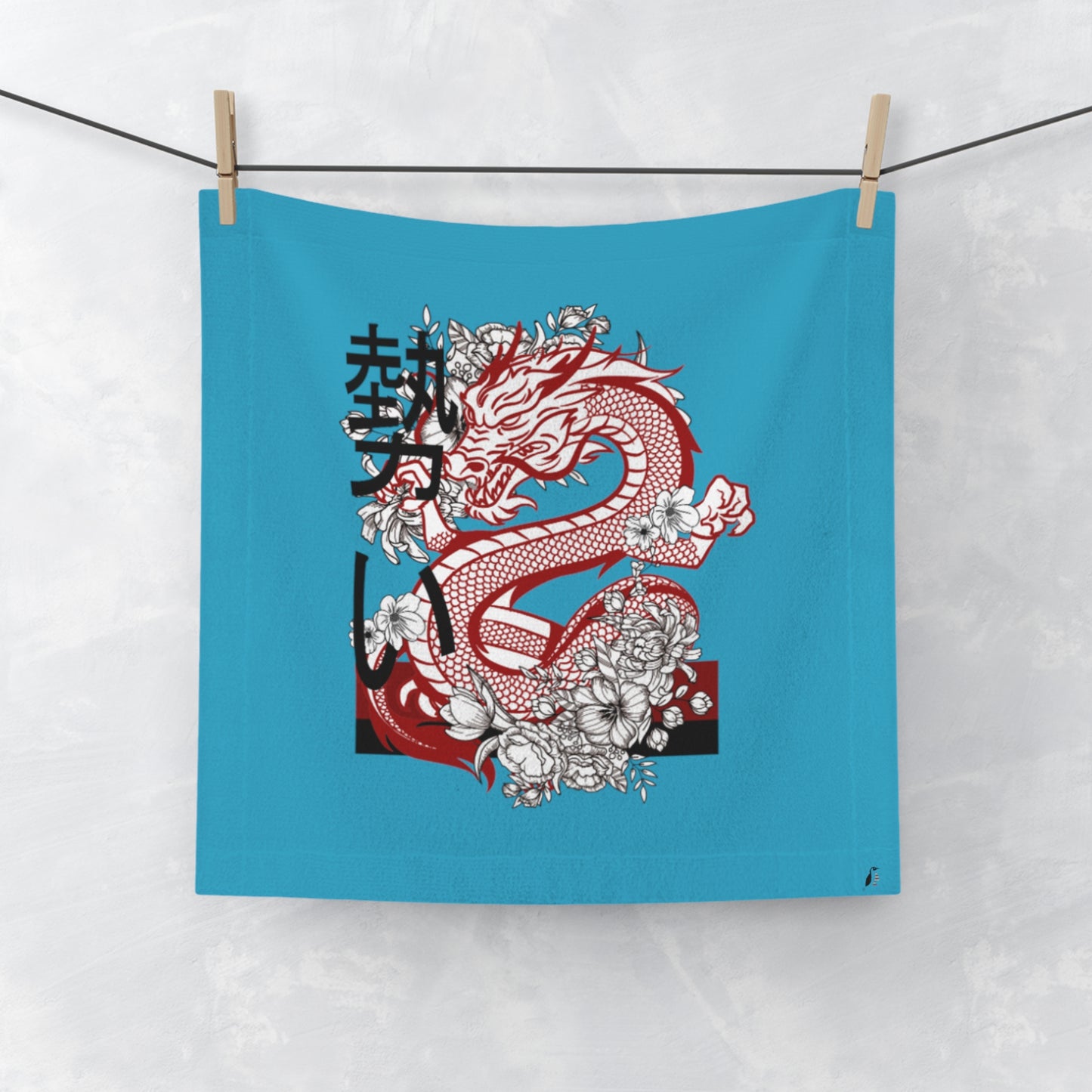 Face Towel: Dragons Turquoise