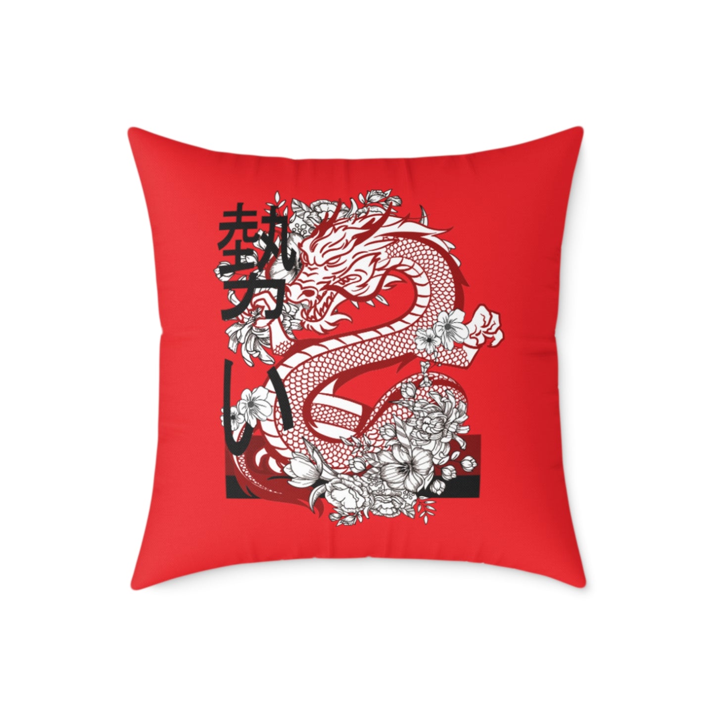 Spun Polyester Pillow: Dragons Red