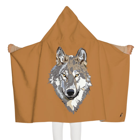 Youth Hooded Towel: Wolves Lite Brown