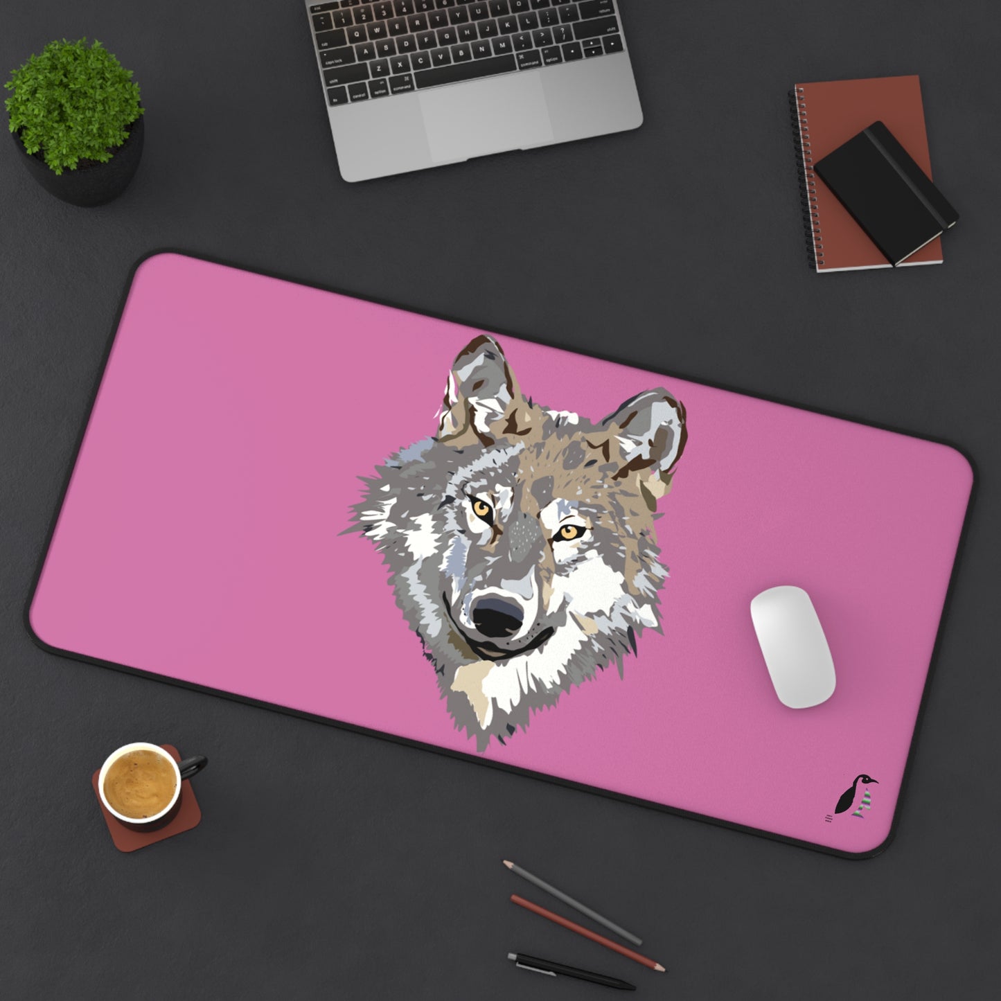 Desk Mat: Wolves Lite Pink