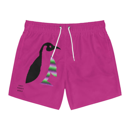 Swim Trunks: Crazy Penguin World Logo Pink