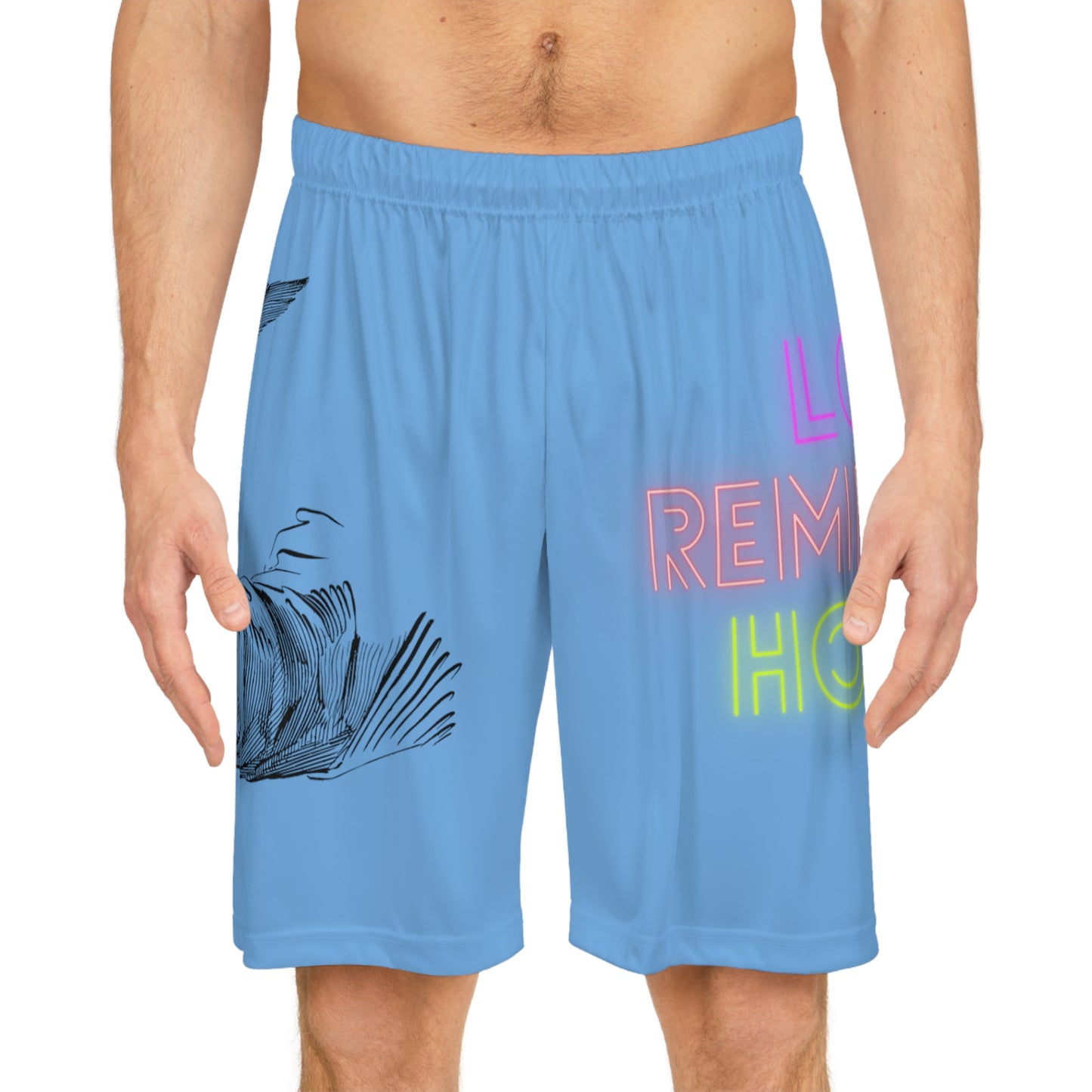 Basketball Shorts: Writing Lite Blue