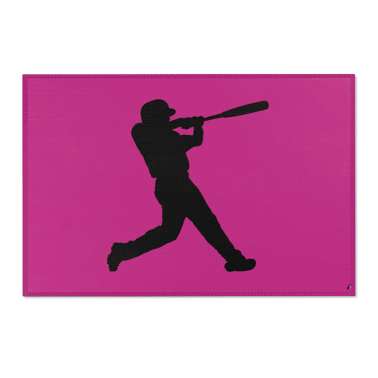 Area Rug (Rectangle): Baseball Pink