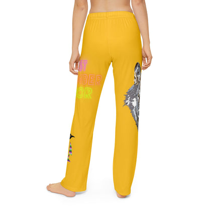 Kids Pajama Pants: Wolves Yellow