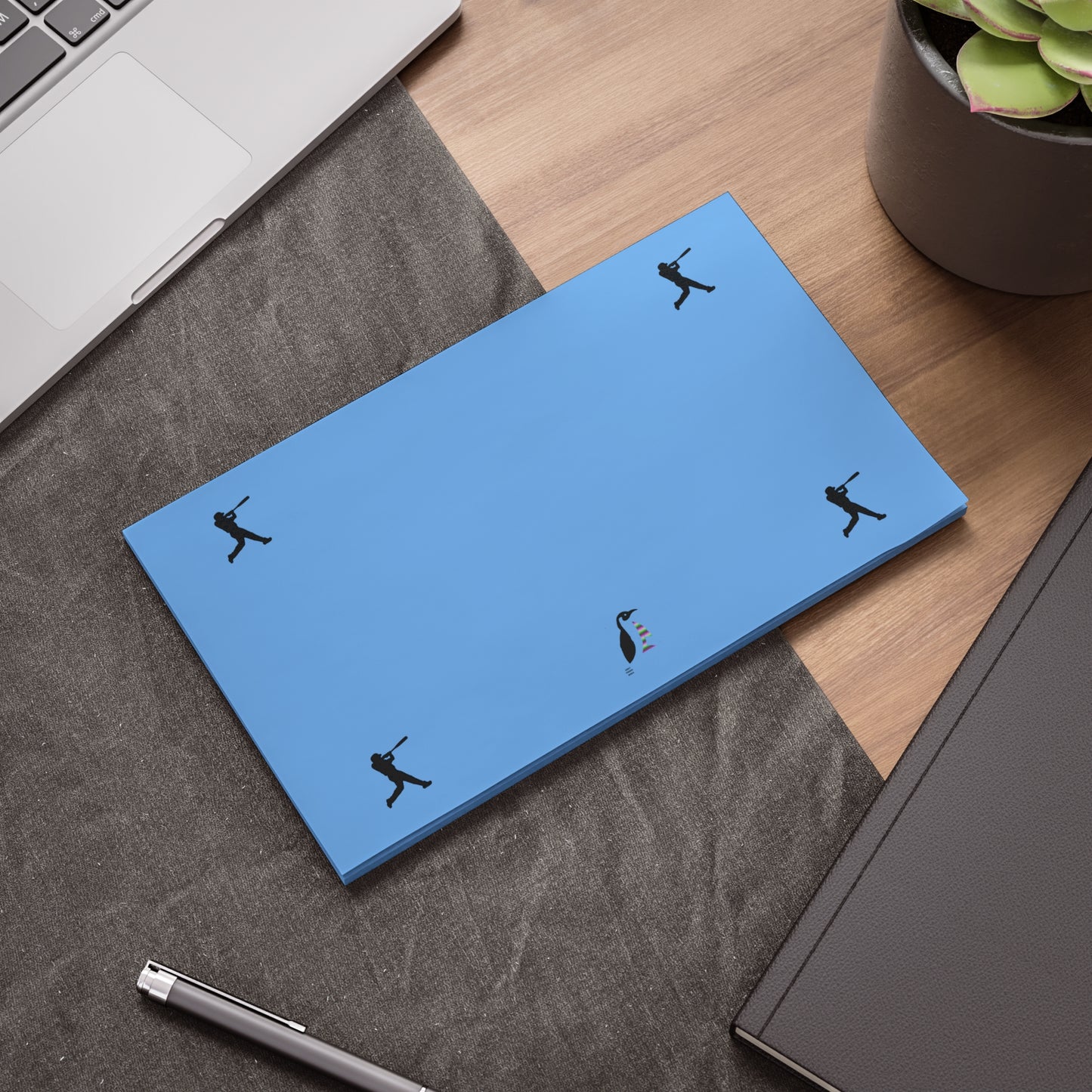 Post-it® Note Pads: Baseball Lite Blue