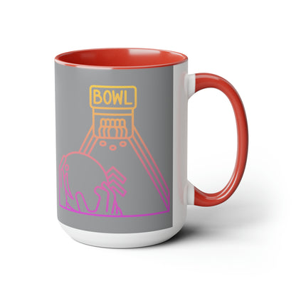 Two-Tone Coffee Mugs, 15oz: Bowling Grey