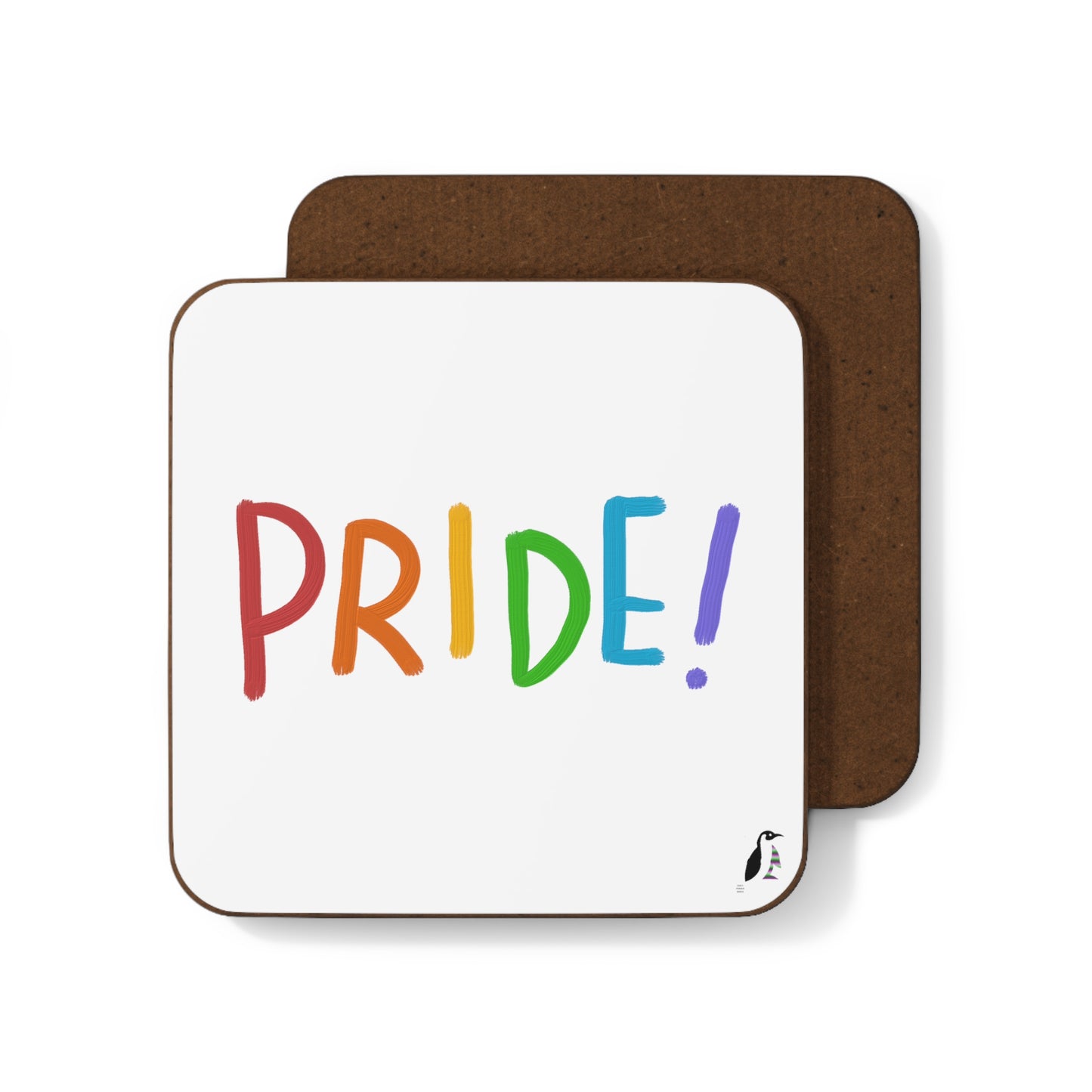 Hardboard Back Coaster: LGBTQ Pride White