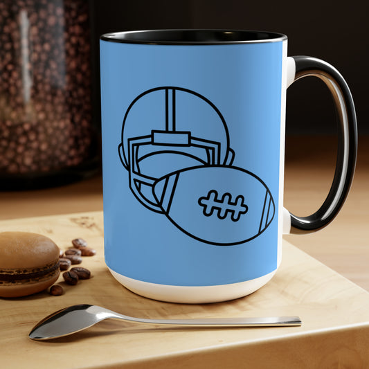 Two-Tone Coffee Mugs, 15oz: Football Lite Blue