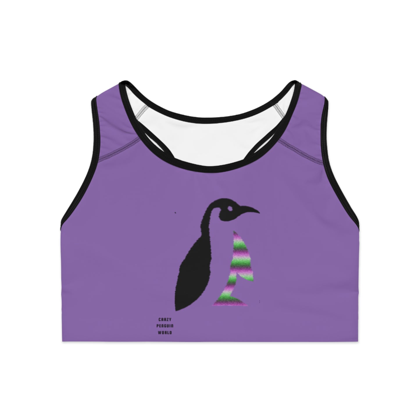 Sports Bra: Crazy Penguin World Logo Lite Purple