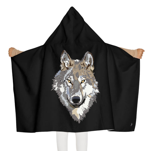 Youth Hooded Towel: Wolves Black