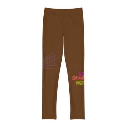 Youth Full-Length Leggings: Volleyball Brown