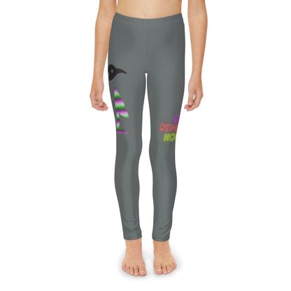 Youth Full-Length Leggings: Crazy Penguin World Logo Dark Grey