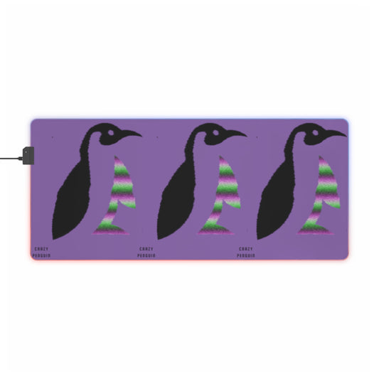 LED Gaming Mouse Pad: Crazy Penguin World Logo Lite Purple