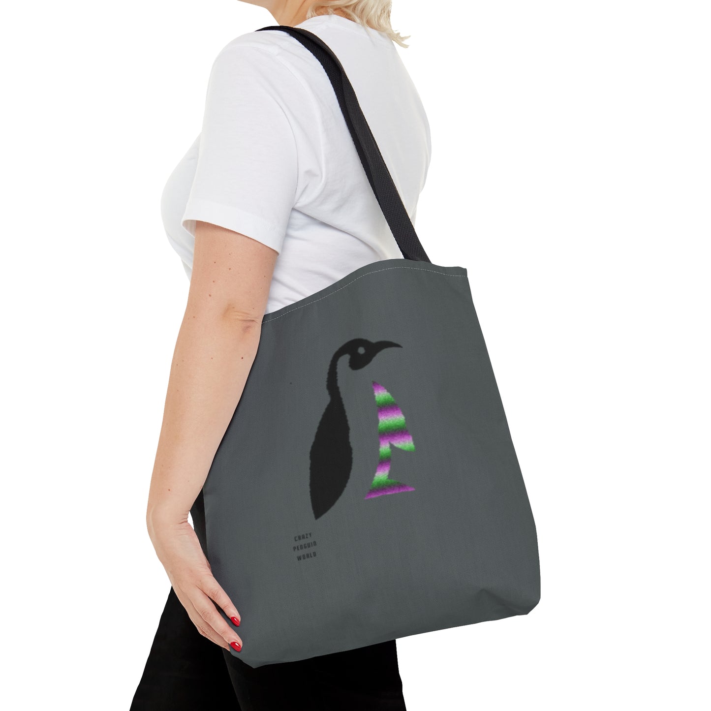 Tote Bag: Crazy Penguin World Logo Dark Grey