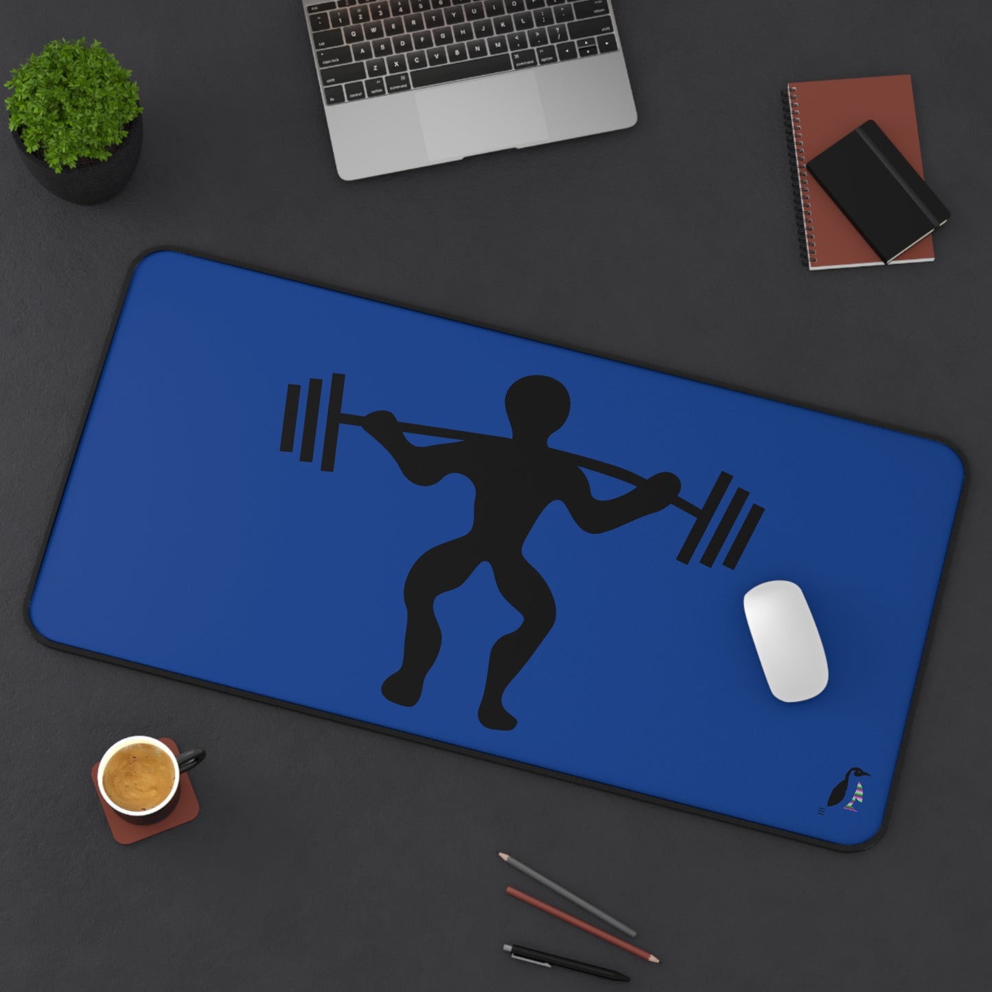 Desk Mat: Weightlifting Dark Blue