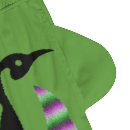 Basketball Rib Shorts: Crazy Penguin World Logo Green