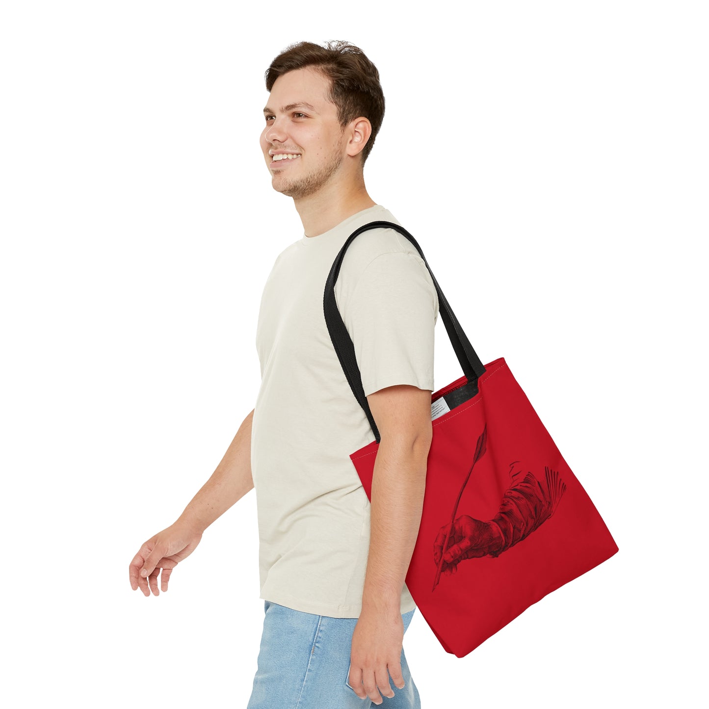 Tote Bag: Writing Dark Red