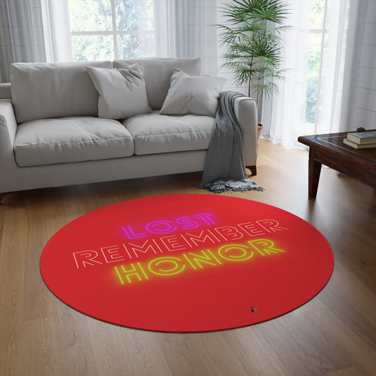 Round Rug: Lost Remember Honor Red
