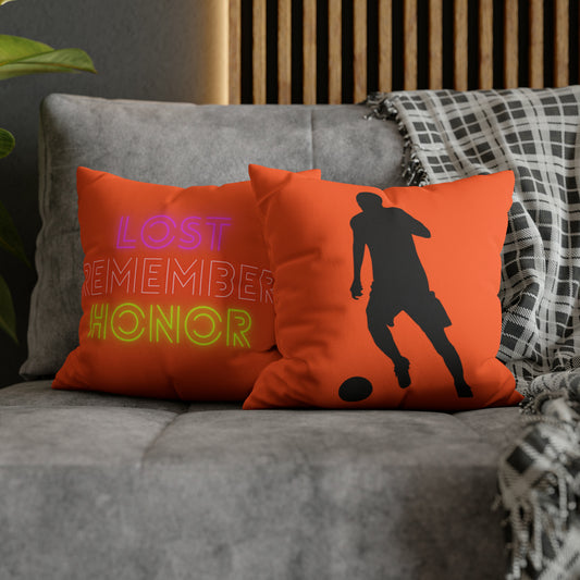 Faux Suede Square Pillow Case: Soccer Orange