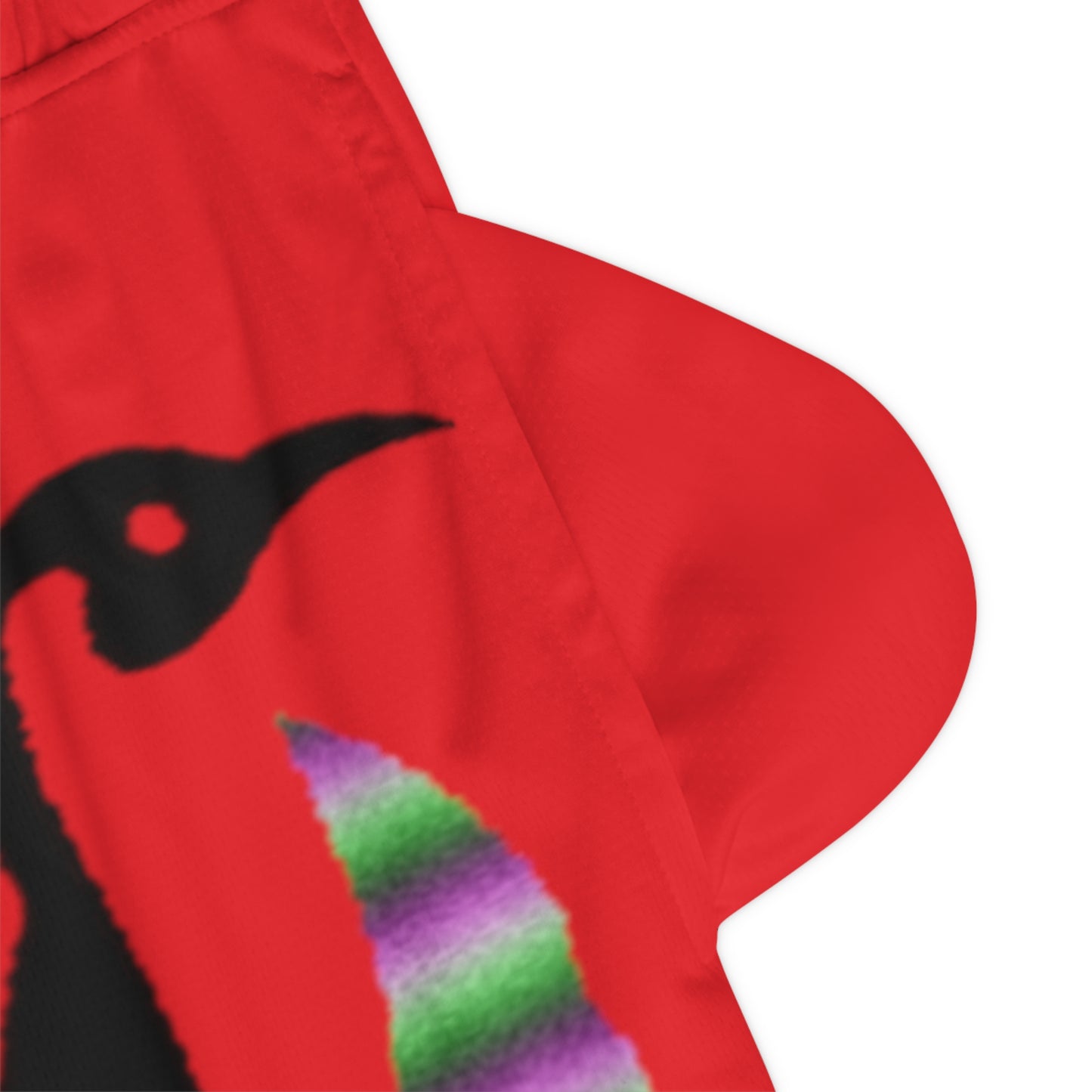 Basketball Rib Shorts: Crazy Penguin World Logo Red