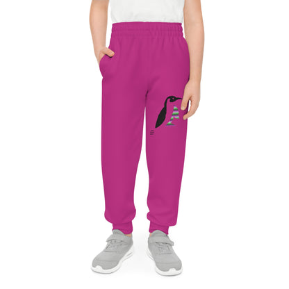 Youth Joggers: Crazy Penguin World Logo Pink