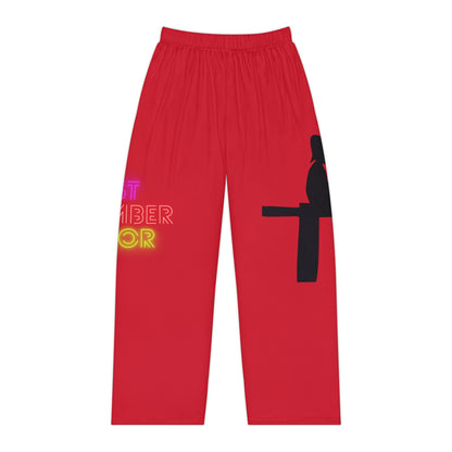 Women's Pajama Pants: Fishing Dark Red