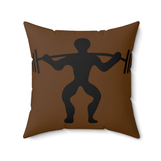 Spun Polyester Square Pillow: Weightlifting Brown