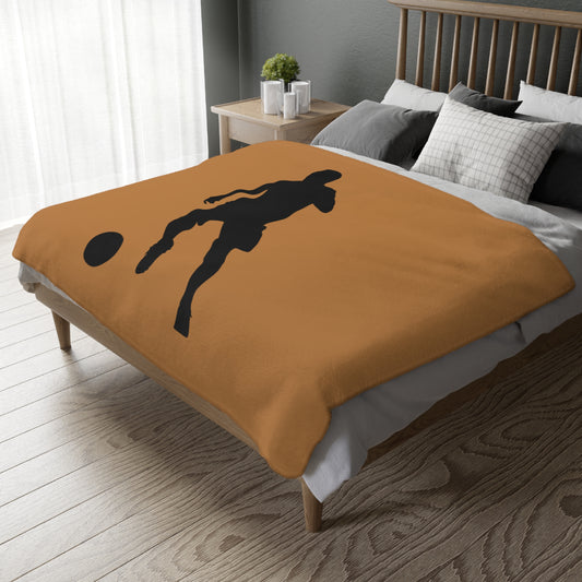 Velveteen Minky Blanket (Two-sided print): Soccer Lite Brown