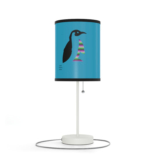 Lamp on a Stand, US|CA plug: Crazy Penguin World Logo Turquoise