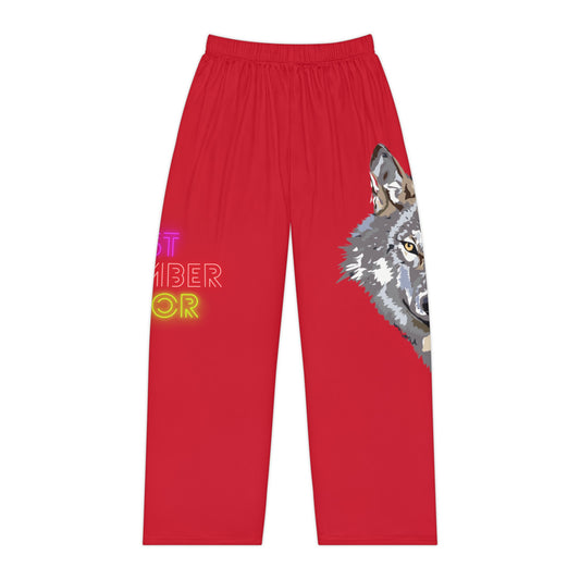 Pambabaeng Pajama Pants: Wolves Dark Red 