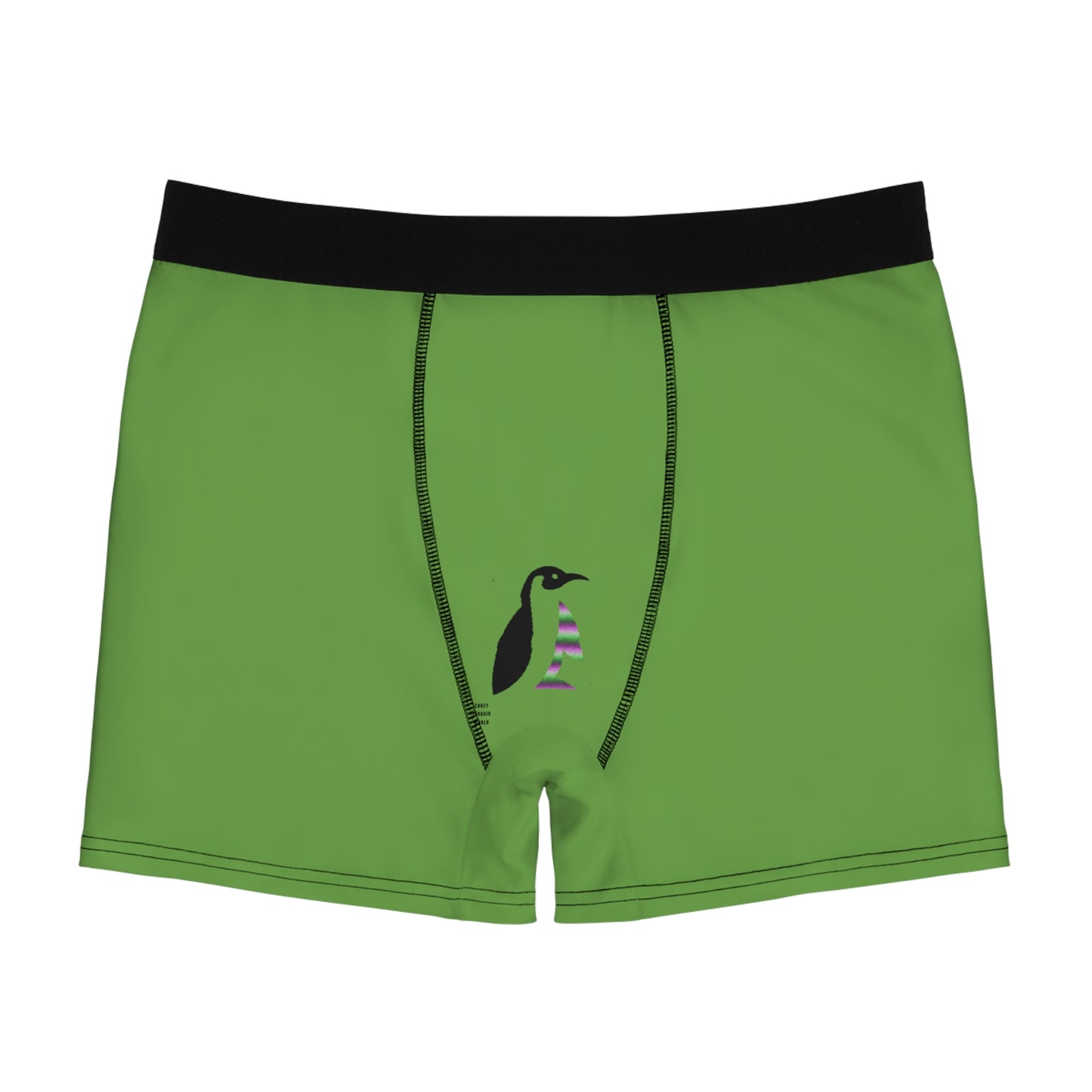 Men's Boxer Briefs: Crazy Penguin World Logo Green