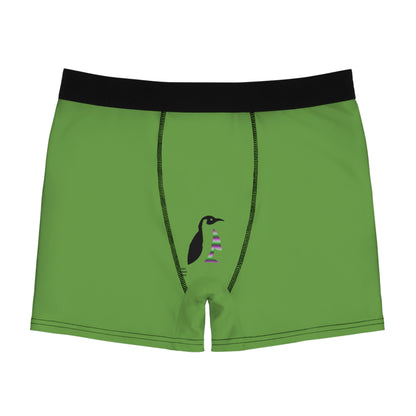 Men's Boxer Briefs: Crazy Penguin World Logo Green